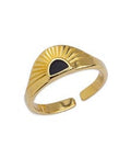 (GQR7341-A) GOLD/BLACK (GQR7341-X)  Ring rising sun 17mm 24kt Gold Plated (1 PC) (GQR7341-X)  Ring rising sun 17mm 24kt Gold Plated (1 PC)