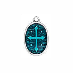 (GQR7440D) SILVER ANT/TURQUOISE (GQR7440X) Oval with cross pendant (2 PCS) (GQR7440X) Oval with cross pendant (2 PCS)