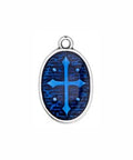 (GQR7440E) SILVER ANT/COBALT BLUE (GQR7440X) Oval with cross pendant (2 PCS) (GQR7440X) Oval with cross pendant (2 PCS)