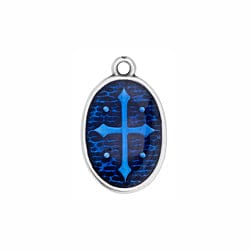 (GQR7440E) SILVER ANT/COBALT BLUE (GQR7440X) Oval with cross pendant (2 PCS) (GQR7440X) Oval with cross pendant (2 PCS)