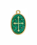 (GQR7440F) GOLD/TURQUOISE (GQR7440X) Oval with cross pendant (2 PCS) (GQR7440X) Oval with cross pendant (2 PCS)