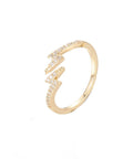 (GQR7856-G) Brass Micro Pave Clear Cubic Zirconia Cuff Ring,, Lightning Bolt, 16.5mm (1 PC) (GQR7856-G) Brass Micro Pave Clear Cubic Zirconia Cuff Ring,, Lightning Bolt, 16.5mm (1 PC)