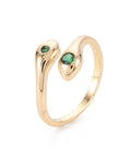 (GQR7966G) Brass Micro Pave Cubic Zirconia Ring, Snake, Green (17.9mm) (GQR7966G) Brass Micro Pave Cubic Zirconia Ring, Snake, Green (17.9mm)