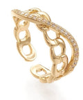 (GQR8040-02G) Adjustable Brass Micro Pave Clear Cubic Zirconia Cuff Ring 17mm  (1 PC) (GQR8040-02G) Adjustable Brass Micro Pave Clear Cubic Zirconia Cuff Ring 17mm  (1 PC)