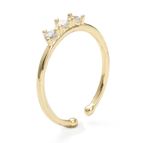 (GQR8093-07G) Brass Micro Pave Clear Cubic Zirconia Cuff Rings,16.5mm (1 PC) (GQR8093-07G) Brass Micro Pave Clear Cubic Zirconia Cuff Rings,16.5mm (1 PC)