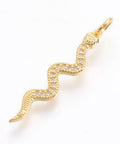 (GQS7882G) Brass Micro Pave Cubic Zirconia ,Snake, 29mm (2 PCS) (GQS7882G) Brass Micro Pave Cubic Zirconia ,Snake, 29mm (2 PCS)