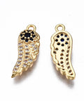 (GQW7947G) Brass Micro Pave Cubic Zirconia Wing, 16x6mm (1 PC) (GQW7947G) Brass Micro Pave Cubic Zirconia Wing, 16x6mm (1 PC)