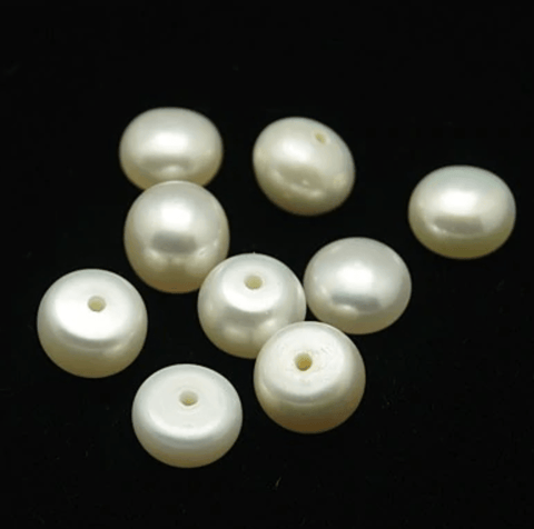 Grade A Natural Pearl Beads, Half Drilled, Flat Round, White  about 9~9.5mm Grade A Natural Pearl Beads, Half Drilled, Flat Round, White  about 9~9.5mm