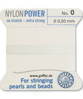 Griffin Nylon Bead Cord White with needle  2meters- 0.3mm Griffin Nylon Bead Cord White with needle  2meters- 0.3mm