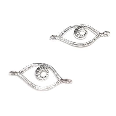 (GS4222) Sterling Silver Evil Eye 16x11mm (1 PC) Sterling Silver Evil Eye Link