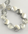 Half Plated Faceted Flat Round Glass Beads, WhiteSmoke 13mm (8 PCS), (BE5363A) Half Plated Faceted Flat Round Glass Beads, WhiteSmoke Size: about 13mm in diameter, 6.5mm thick, hole: 1.5mm.