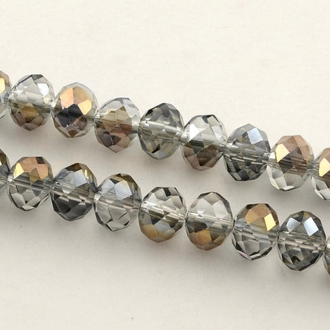 PERU Half Plated Glass Bead Strands, Faceted Rondelle, 10x7.5mm Half Plated Glass Bead Strands, Faceted Rondelle, 10x7.5mm