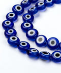 Handmade Evil Eye Lampwork Flat Round Bead , Blue  8x3.2mm Evil Eye Lampwork Flat Round Bead , Blue  8x3.2mm