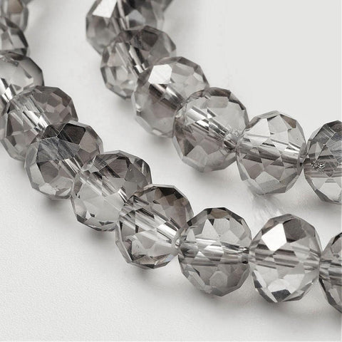 LIGHT GREY Handmade Glass Beads, Faceted Rondelle, 8x6 mm Handmade Glass Beads, Faceted Rondelle, DarkCyan  Size: about 8mm in diameter, 6mm thick, hole: 1mm; about 72pcs/strand