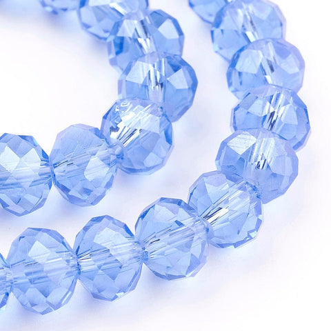 LIGHT BLUE (BE5597-21L) Handmade Glass Beads, Faceted Rondelle, 8x6 mm Handmade Glass Beads, Faceted Rondelle, DarkCyan  Size: about 8mm in diameter, 6mm thick, hole: 1mm; about 72pcs/strand