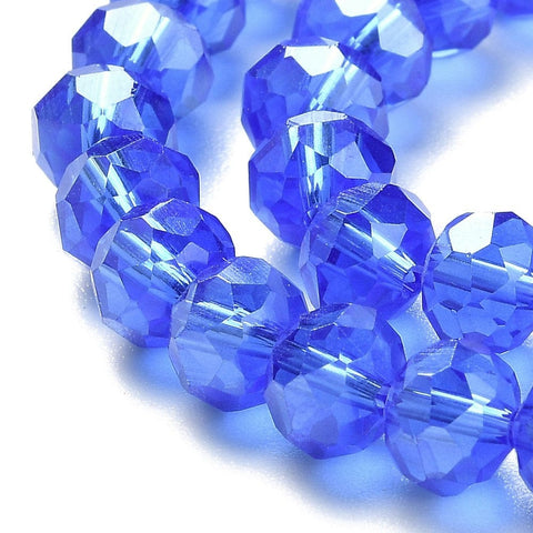 ROYAL BLUE (BE5597-24L) Handmade Glass Beads, Faceted Rondelle, 8x6 mm Handmade Glass Beads, Faceted Rondelle, DarkCyan  Size: about 8mm in diameter, 6mm thick, hole: 1mm; about 72pcs/strand