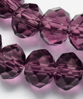 Handmade Glass Beads, Faceted Rondelle, Purple 8x6mm Handmade Glass Beads, Faceted Rondelle, Purple 8x6mm