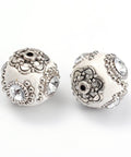 Handmade Indonesia Beads, with Brass Core, Round, White Size: about 18~20mm in diameter, hole: 2mm (IB4762A) Handmade Indonesia Beads, with Brass Core, Round, White Size: about 18~20mm in diameter, hole: 2mm