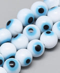 Handmade Lampwork Evil Eye Beads Round, Light Sky Blue 3~4mm Handmade Lampwork Evil Eye Beads Round, Light Sky Blue 3~4mm