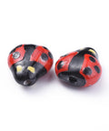 Handmade Porcelain Beads, Ladybug, 15.5mm Handmade Porcelain Beads, Ladybug, 15.5mm