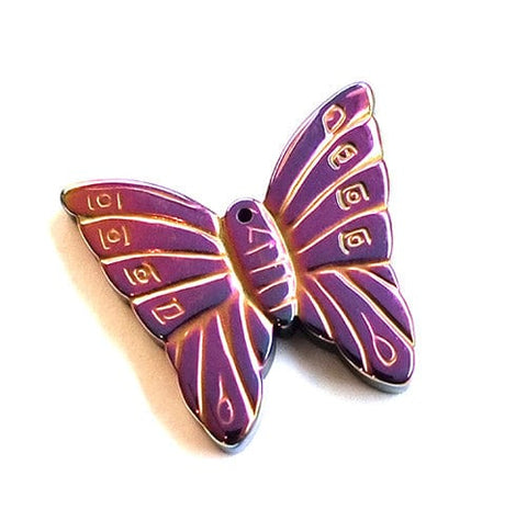 (HB4665) Hematite Pendants, Butterfly, Colorful  34mm (1 PC) Non-magnetic Synthetic Hematite Pendants, Butterfly, Colorful Size: about 34mm long, 32mm wide, 5mm thick, hole: 1mm