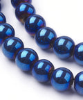 (HB5010) Hematite, Blue Plated, Round 8mm Non-Magnetic Synthetic Hematite Beads Strands, Blue Plated, Round Size: about 8mm 