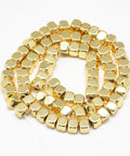 (HB5126) Hematite Beads, Cube, Golden Plated 6MM Electroplate Synthetic Non-magnetic Hematite Beads Strands, Cube, Golden Plated Size: about 6mm long, 6mm wide, 5mm thick, hole: 2mm; about 77pcs/strand, 15.94".