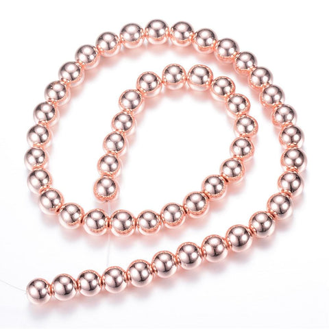 (HB5201-03) Non-magnetic Synthetic Hematite Round, Rose Gold Plated 3MM Electroplate Non-magnetic Synthetic Hematite Bead Strands, Round, Rose Gold Plated Size: about 3mm in diameter, hole: 1mm; about 150pcs/strand, 15.7