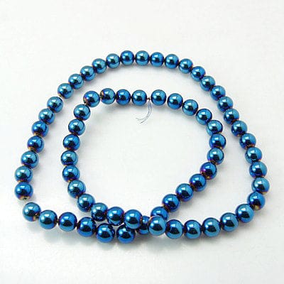 (HB5304) Non-Magnetic Synthetic Hematite Beads Strands, Blue Plated, Round 6MM Non-Magnetic Synthetic Hematite Beads Strands, Blue Plated, Round Size: about 6mm in diameter, hole: 1mm; 67pcs/strand, 16.07" .