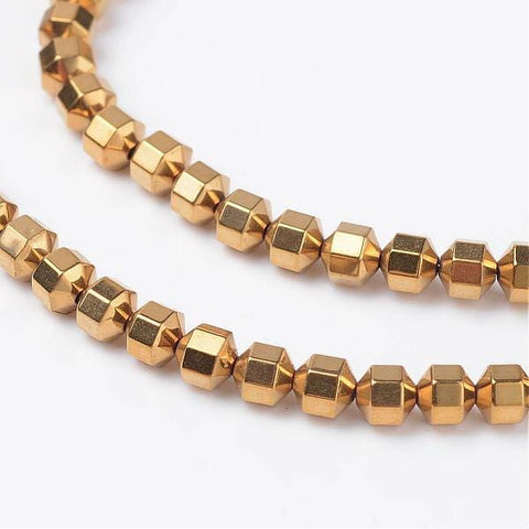 GODEN PLATED (HB5305b) (HB5305-X) Synthetic Hematite Beads, Golden Plated S 4mm |(1 STR) (HB5305-X) Synthetic Hematite Beads, Golden Plated S 4mm |(1 STR)