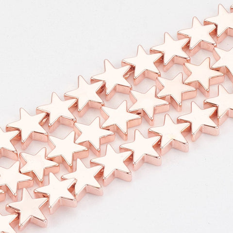 (HB5449) Electroplate Non-magnetic Synthetic Hematite Beads Strands, Star, Rose Gold Plated 8MM Electroplate Non-magnetic Synthetic Hematite Beads Strands, Star, Rose Gold Plated Size: about 8mm long, 8mm wide, 2.5mm thick, hole: 1mm; about 63pcs/strand, 15.7".