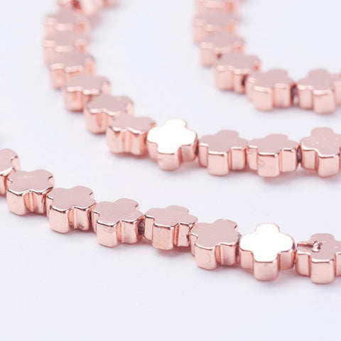 (HB5457) Electroplate Non-Magnetic Synthetic Hematite Beads Strands, Greek Cross, Rose Gold Plated 4MM Electroplate Non-Magnetic Synthetic Hematite Beads Strands, Greek Cross, Rose Gold Plated Size: about 4mm wide, 3.5mm long, 2mm thick, hole: 0.6mm, about 104pcs/strand, 15.9"(40.5cm).