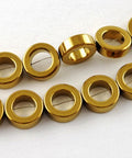 (HB5641) Non-magnetic Synthetic Hematite Beads Strands, Grade A, Donut, Golden Plated 12mm Non-magnetic Synthetic Hematite Beads Strands, Grade A, Donut, Golden Plated Size: about 12mm in diameter, 4mm thick, hole: 1mm; 34pcs/strand, 15.5".
