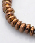 (HB5886B) Electroplate Non-magnetic Synthetic Hematite Rondelle Beads Strands, Copper Plated Size: about 6mm Electroplate Non-magnetic Synthetic Hematite Rondelle Beads Strands, Copper Plated Size: about 6mm in diameter, 3mm thick, hole: 1mm; about 146pcs/strand, 15.7".
