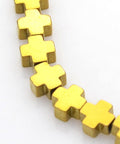 GOLDEN PLATED (HB5894A) (HB5894-X) Electroplate Non-magnetic Synthetic Hematite Cross,4x4mm (+- 50 PCS) Electroplate Non-magnetic Synthetic Hematite Beads Strands, Cross, Platinum Plated Size: about 4mm wide, 4mm long, 2mm thick, hole: 0.5mm; about 94pcs/strand, 15.7".