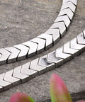(HB6085A) Electroplated Arrows Non-magnetic Synthetic Hematite Bead Strands, Platinum Plated 7mm wide, 6mm long, 3mm thick, hole: 1mm Electroplated Arrows Non-magnetic Synthetic Hematite Bead Strands, Platinum Plated Size: about 7mm wide, 6mm long, 3mm thick, hole: 1mm; about 101pcs/strand, 15.9"