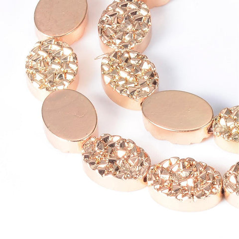 LIGHT GOLD PLATED STRAND  (HB7037B) (HB7037-X) Hematite Bead Strands, Oval, Plated 14mm long (HB7037-X) Hematite Bead Strands, Oval, Plated 14mm long