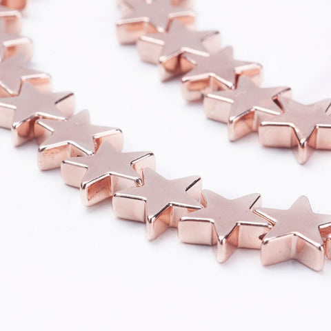 (HE5066) Hematite, Star, Rose Gold Plated 8MM (20 PCS) Electroplate Non-Magnetic Synthetic Hematite Beads Strands, Star, Rose Gold Plated Size: about 8mm wide, 7mm long, 3mm thick, hole: 1mm