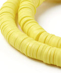 (HE6578J) Handmade Polymer Clay  Heishi Beads, Yellow 6mmx1mm Handmade Polymer Clay Beads, Disc/Flat Round, Heishi Beads, Yellow Size: about 6mm in diameter, 1mm thick, hole: 2mm; about 380~400pcs/strand