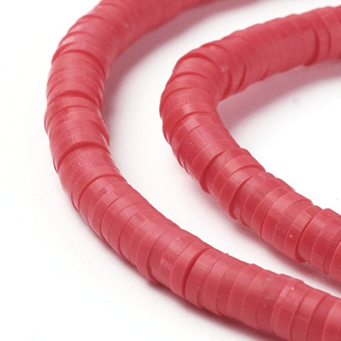 (HE6764-30) Eco-Friendly Handmade Polymer Clay Heishi Beads, Red  4x1mm (HE6764-30) Eco-Friendly Handmade Polymer Clay Heishi Beads, Red  4x1mm