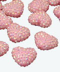 Heart Resin Rhinestone Beads, Pearl Pink 21x26mm Heart Resin Rhinestone Beads, Pearl Pink 21x26mm