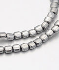Hematite Beads Strand, Column, Platinum Plated 3MM (HB5118) Electroplate Non-magnetic Synthetic Hematite Beads Strand, Column, Platinum Plated Size: about 3mm wide, 3mm long, 2mm thick. hole: 1mm; about 150pcs/strand, 15.7"