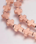 Hematite, Cross ROSE GOLD 10MM (CR5003) Electroplate Non-magnetic Synthetic Hematite Beads , Grade AA, Cross, Rose Gold Plated Size: about 8mm wide, 10mm long, 3mm thick, hole: 1mm