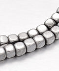 Hematite Cube Beads, Silver, 3mm Cube Electroplate Non-magnetic Synthetic Hematite Beads Strands, Silver Plated Size: about 3mm wide, 3mm long, 3mm thick, hole: 0.5mm; about 150pcs/strand, 15.7"