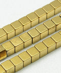Hematite, Cube, Golden Plated 4MM Non-magnetic Synthetic Hematite Beads Strands, Cube, Golden Plated Size: about 4mm wide, 4mm long, 4mm thick, hole: 1mm, 