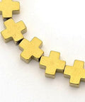 PLATINUM PLATED Hematite Greek Cross Beads 10mm Electroplate Non-magnetic Synthetic Hematite Greek Cross Beads Strands, Golden Plated Size: about 10mm wide, 10mm long, 4mm thick, hole: 1mm; about 39pcs/strand, 15.5"