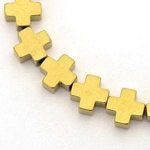 PLATINUM PLATED Hematite Greek Cross Beads 10mm Electroplate Non-magnetic Synthetic Hematite Greek Cross Beads Strands, Golden Plated Size: about 10mm wide, 10mm long, 4mm thick, hole: 1mm; about 39pcs/strand, 15.5"