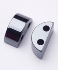 Hematite, Half Round, Black 13mm Non-Magnetic Synthetic Hematite Beads Strands, Half Round, 