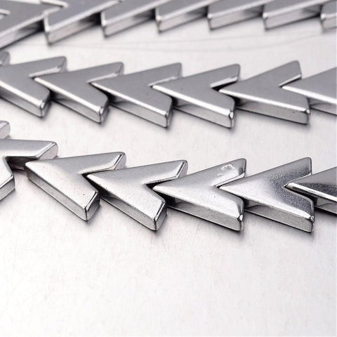 Hematite, Letter V, Silver Plated 17MM (HB5006D) Electroplate Non-magnetic Synthetic Hematite Bead Strands, Letter V, Silver Plated  Size: about 17mm wide, 16mm long, 3mm thick, hole: 1mm