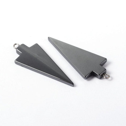 Hematite Pendants, Grade A, Black Non-magnetic Hematite Pendants, Grade A, with Iron Findings, Tortoise, Black Size: about 44mm long, 18mm wide, 4mm thick, hole: 2mm